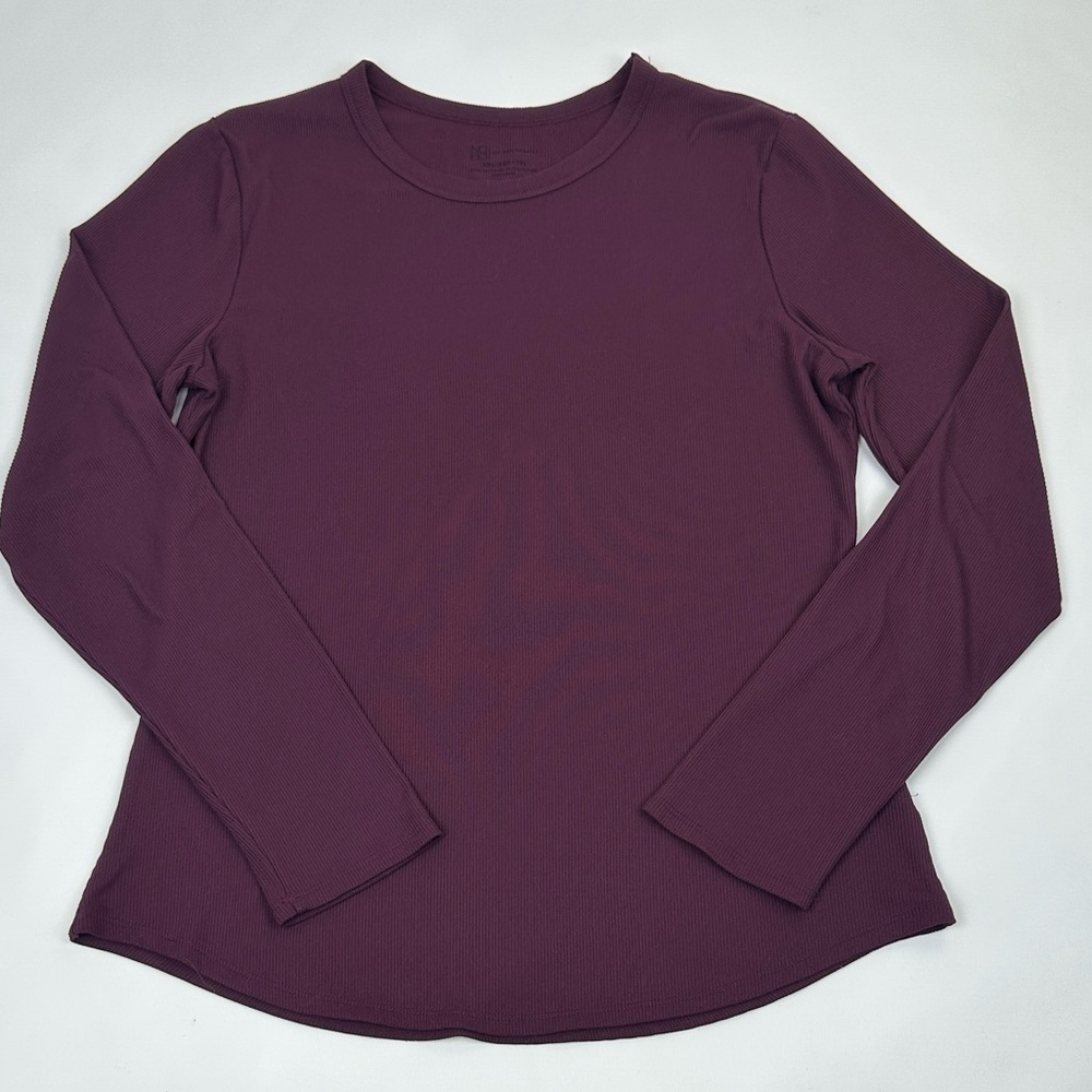 No Boundaries Women's Dark Plum Purple Ribbed Stretch Long Sleeve Top. XXL.